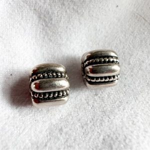 PANDORA Retired Crazy Clips Dots and Ridges Pair - TWO included. Item # 790446